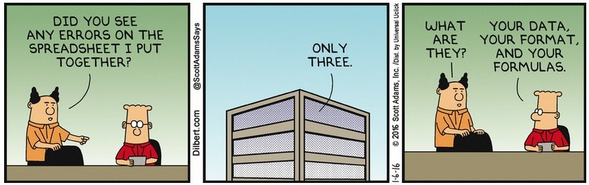 Dilbert comic about spreadsheet errors