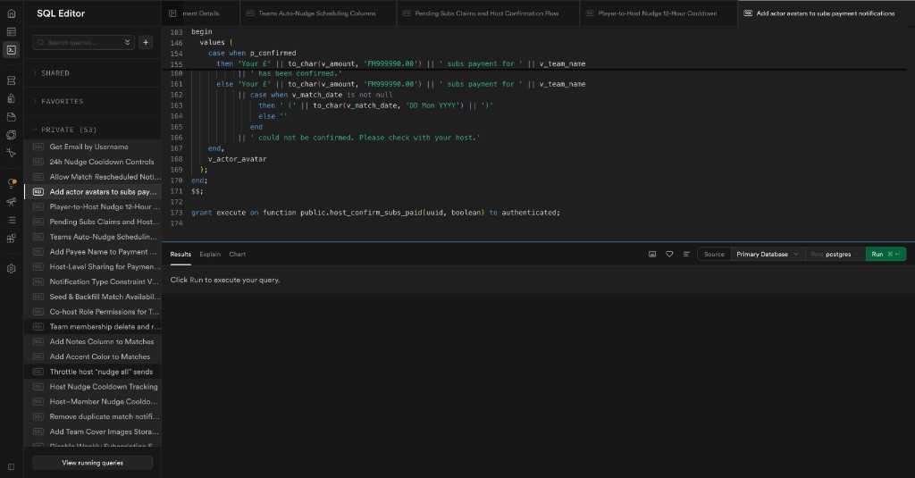 Supabase SQL editor